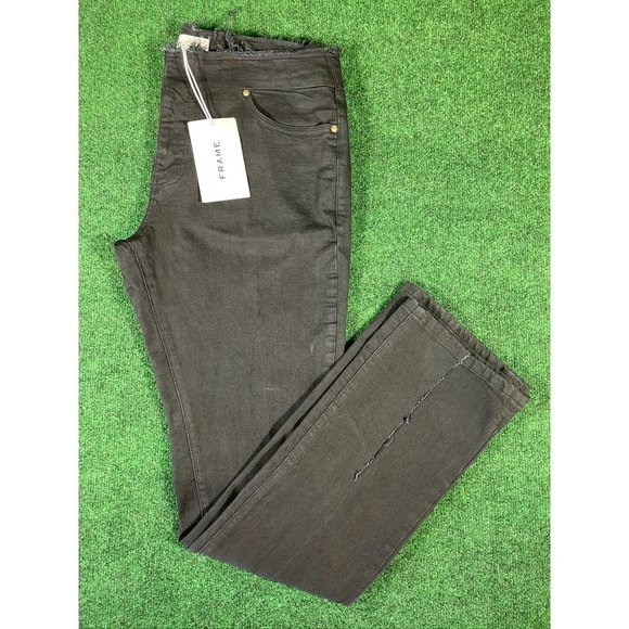 Frame Black Cut Off Waist Mini Boot Slit in Film Noir Jeans Womens Sz 30 - Picture 1 of 12